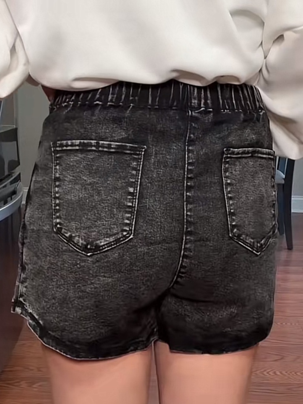 NWT Women's Black Asymmetrical Denim Skort - Picture 3 of 6